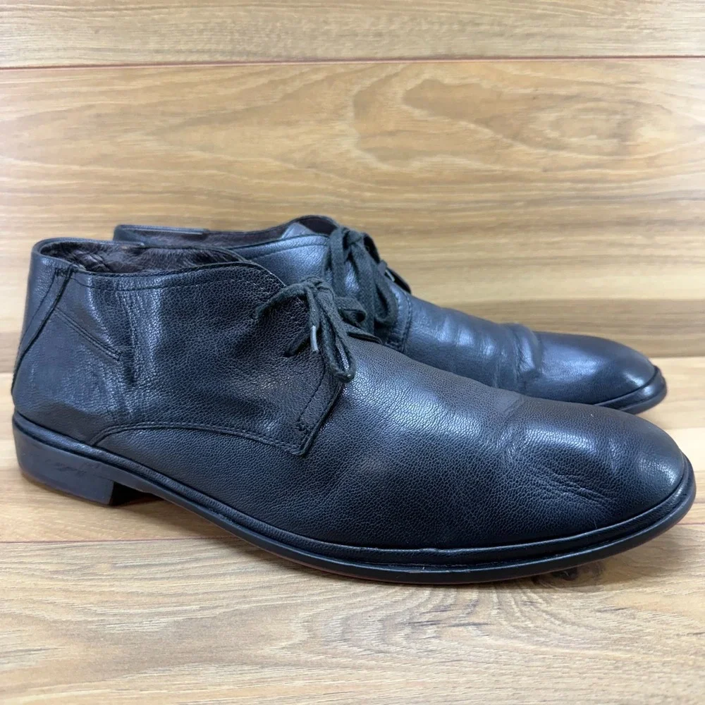 John Varvatos Black Leather Chukka Boot Mens 12 M Soft Lace Up Business Casual